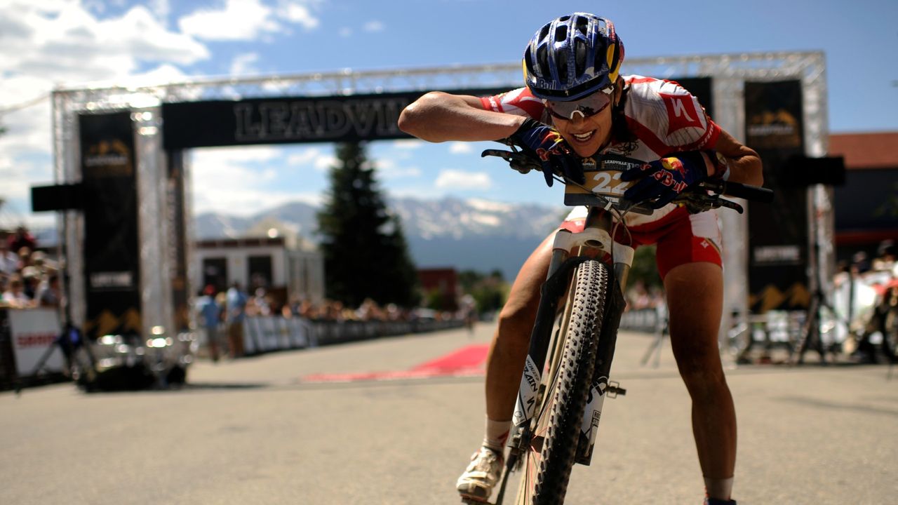 Rebecca Rusch after winning the 2011 Leadville 100