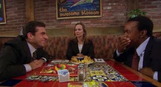 Michael Scott, Jan and Christian At Chili's In The Office