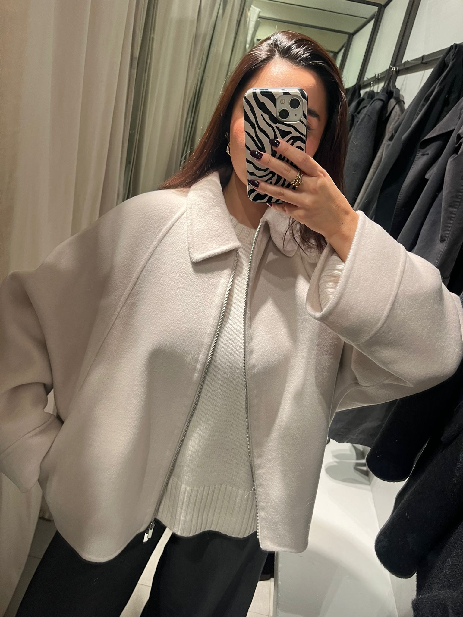 Senior Shopping Editor Marina wearing Zara cream Wool Jacket