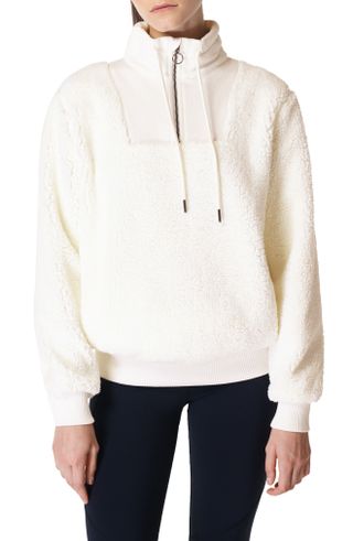Faux Shearling Quarter Zip Pullover
