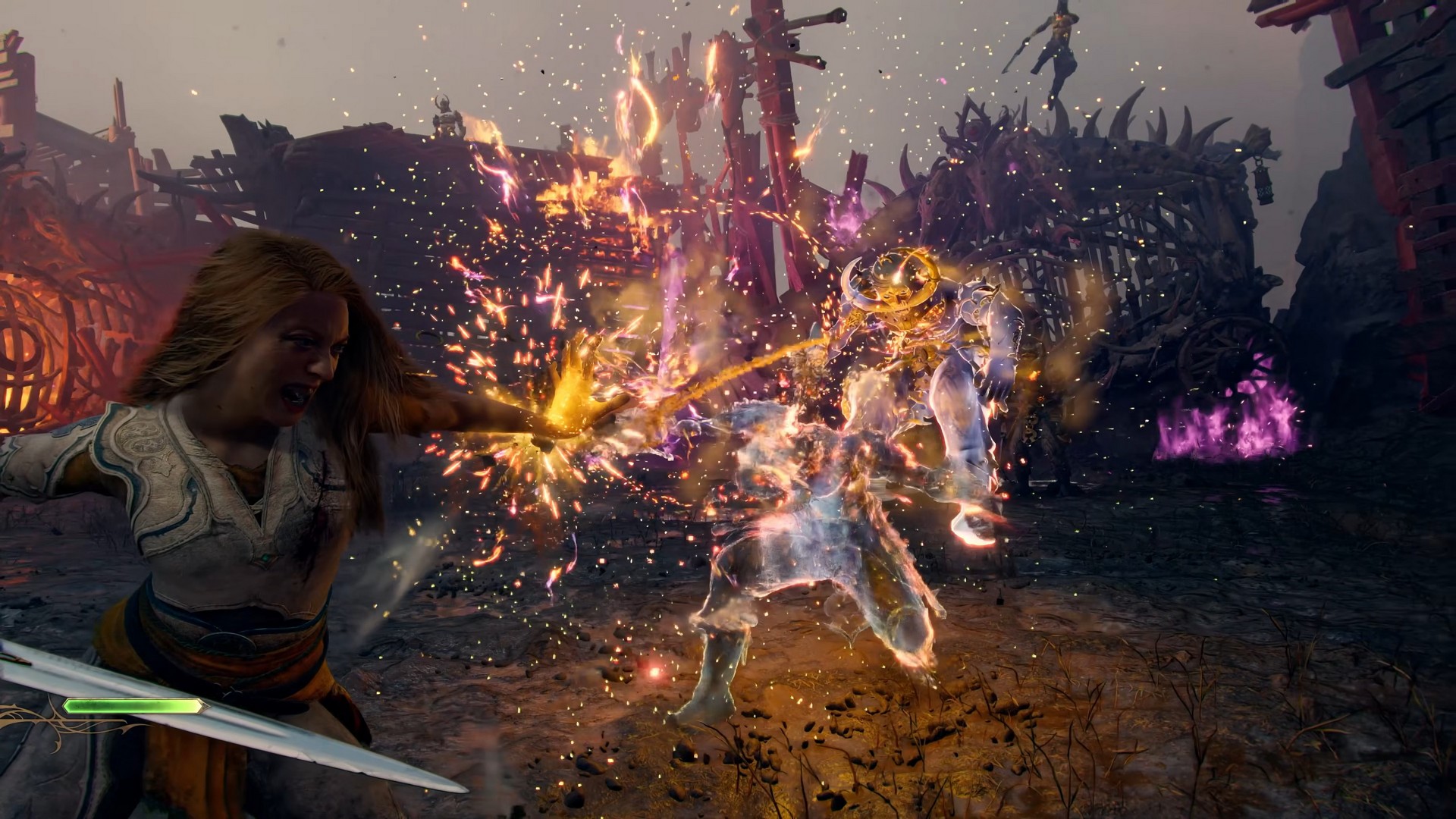 Faye blasts an enemy's soul outside of their body in God of War Laufey's reveal trailer