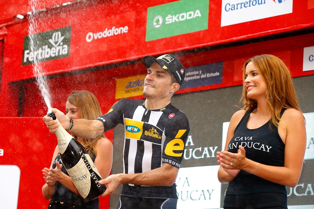 Kristian Sbaragli (MTN-Qhubeka) on the stage 10 podium.
