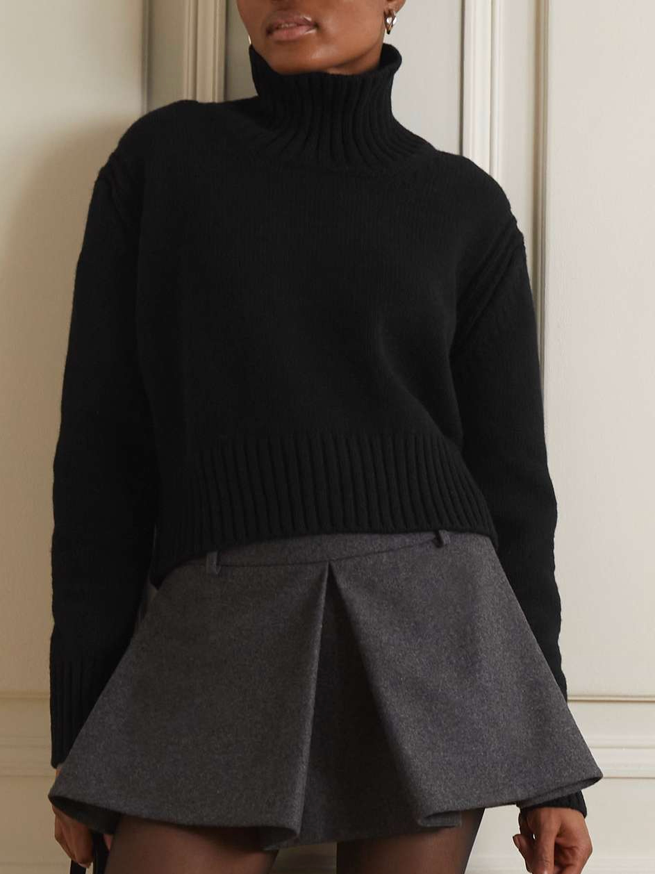 + Net Sustain Fintra Crop Wool Turtleneck Sweater