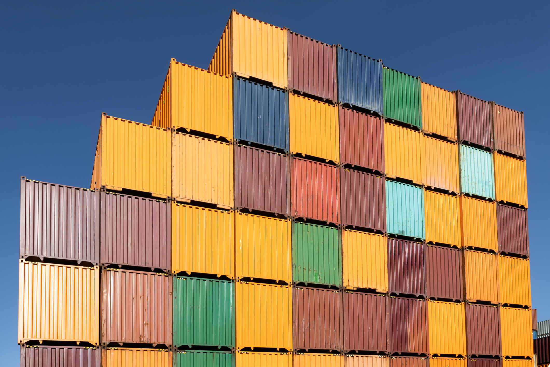 Many stacked containers