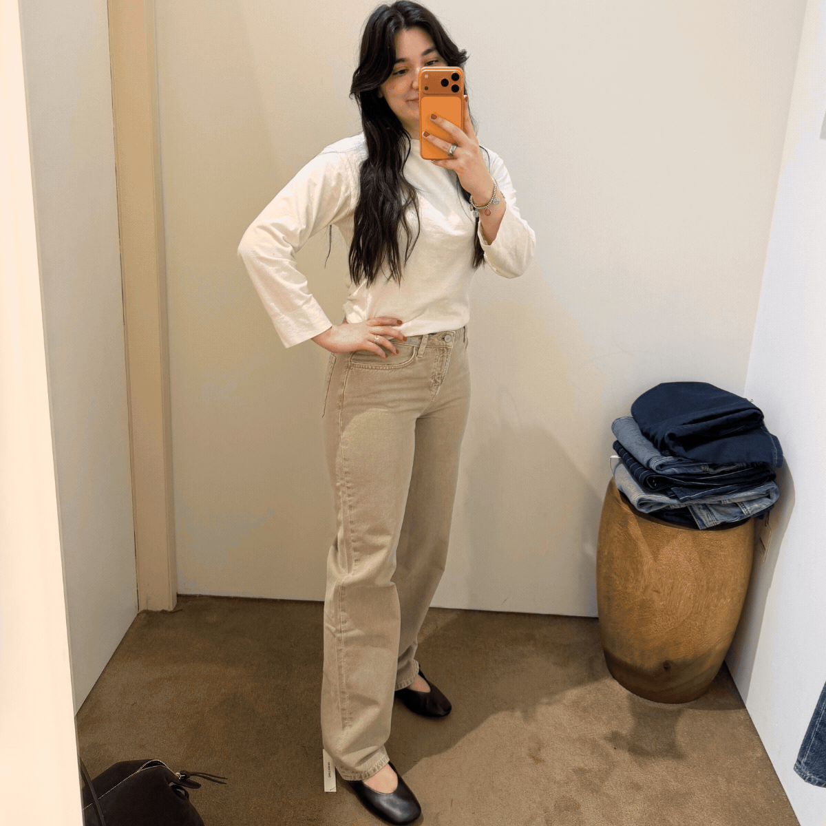 Reformation denim try on Sofia Piza