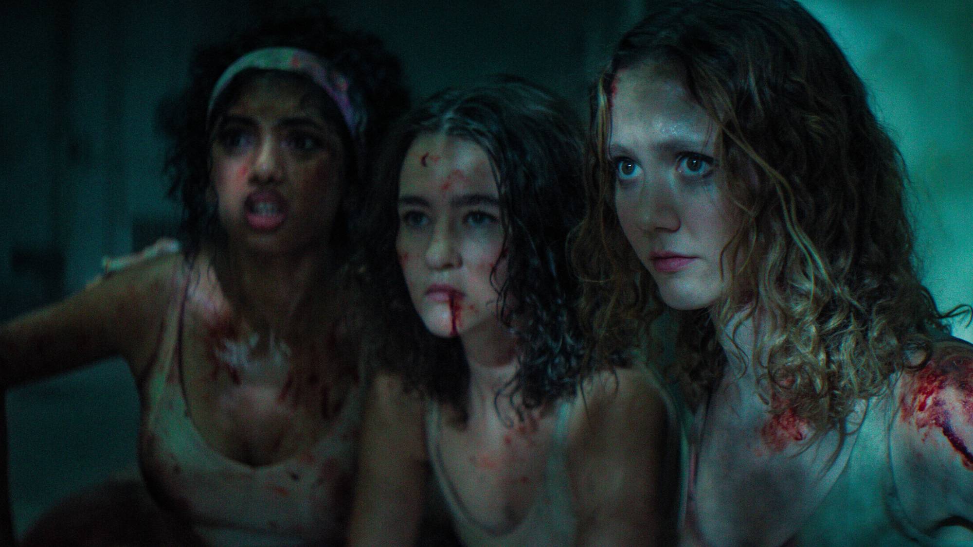 (L-R) Avantika as Grace, Millicent Simmonds as Chloe and Iris Apatow as Zoe in "Pretty Lethal"