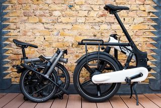 Brompton's folded T-Line and the GoCycle G4
