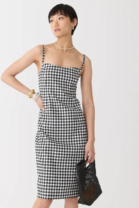 J.Crew Sweetheart Linen-Blend Sheath Dress in Gingham $248 $148 | J.Crew