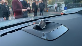 Bowers & Wilkins tweeter on top of the dashboard of the Volvo EX90