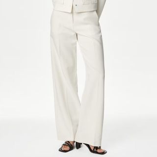 M&S Twill Tailored Wide Leg Trousers