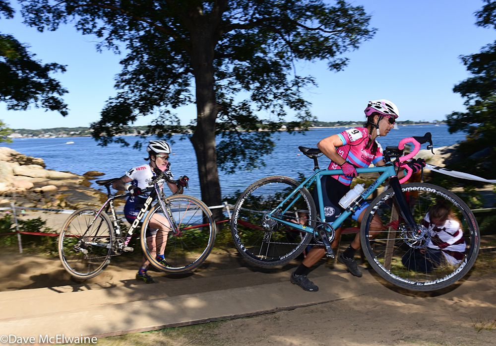 Courtenay McFadden (American Classic) leading the race as they pass by the ocean