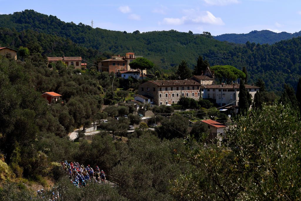 LIDODICAMAIORE ITALY SEPTEMBER 07 Peloton Village Landscape during the 55th TirrenoAdriatico 2020 Stage 1 a 133km stage from Lido di Camaiore to Lido di Camaiore TirrenAdriatico on September 07 2020 in Lido di Camaiore Italy Photo by Justin SetterfieldGetty Images