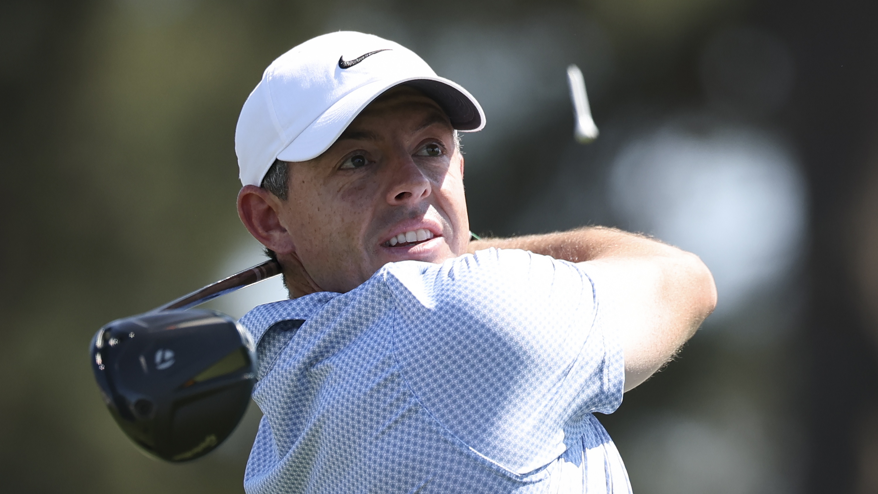 Rory McIlroy driving on the final round at Augusta