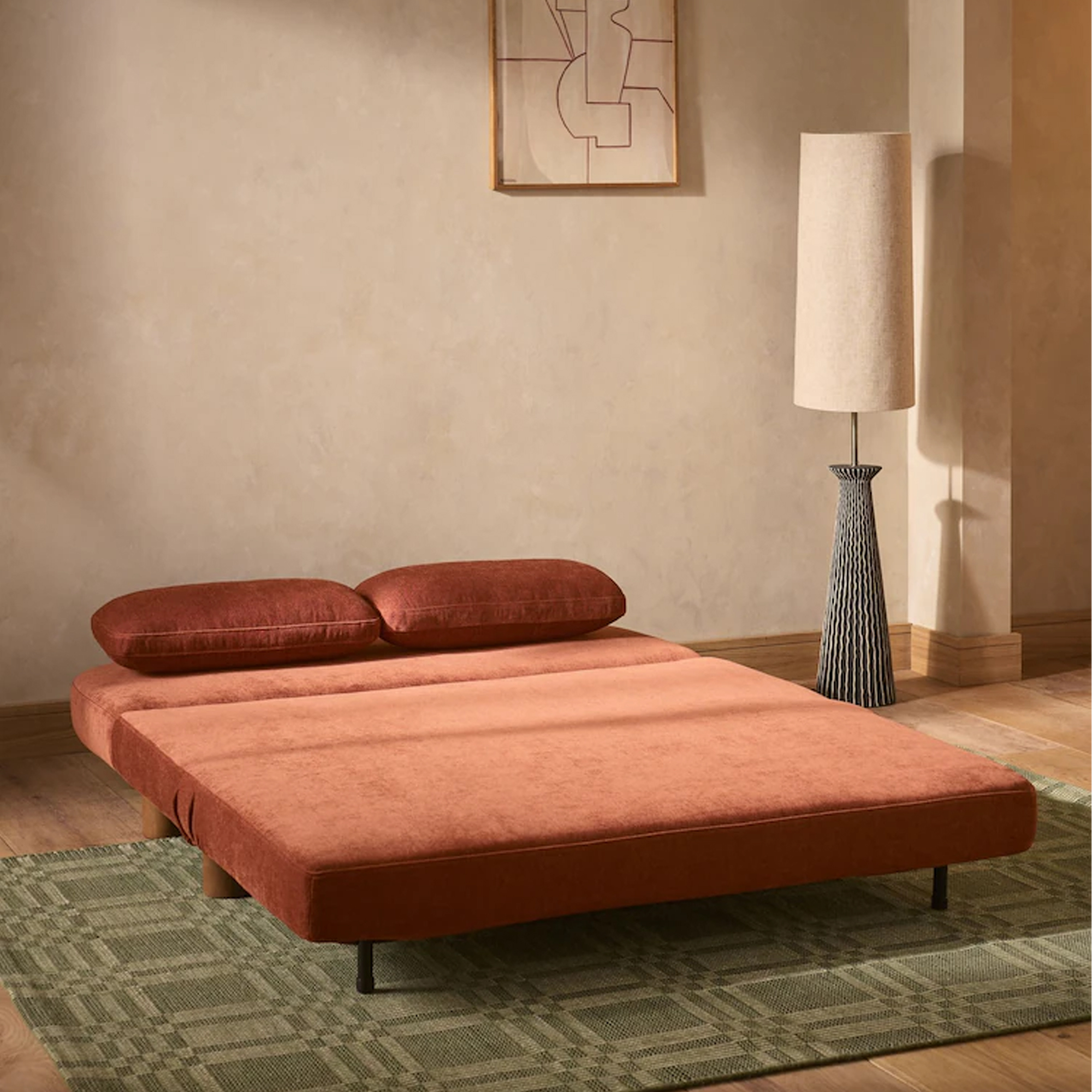 Next Soft Twill Rust Brown Palma Double Sofa Bed