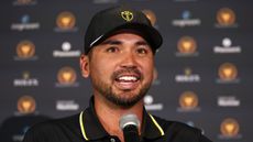 Jason Day speaks to the press before the Presidents Cup