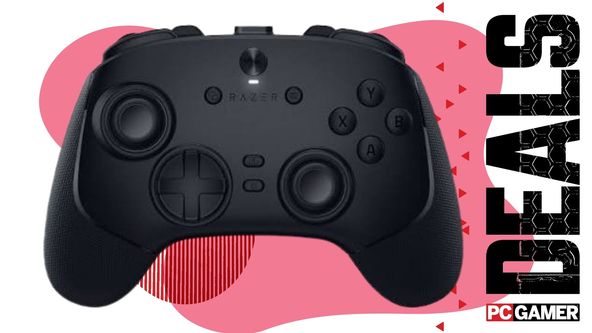 Razer Wolverine V3 Pro 8K on a pink deals background