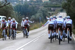 The AG2R Citroen riders train in small separate groups to limit the risk of COVID-19 cases