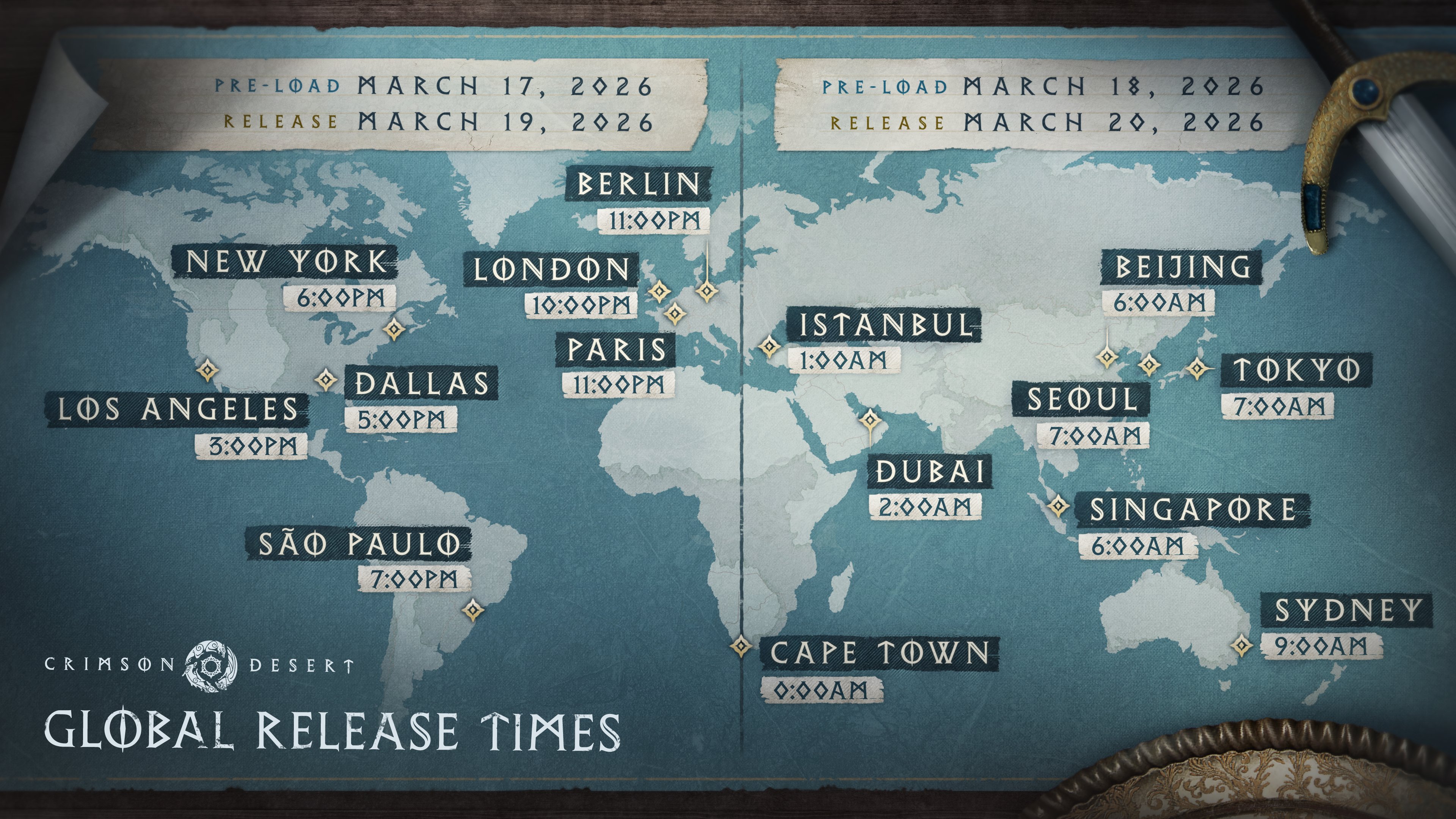 The official global release dates and times for Crimson Desert.