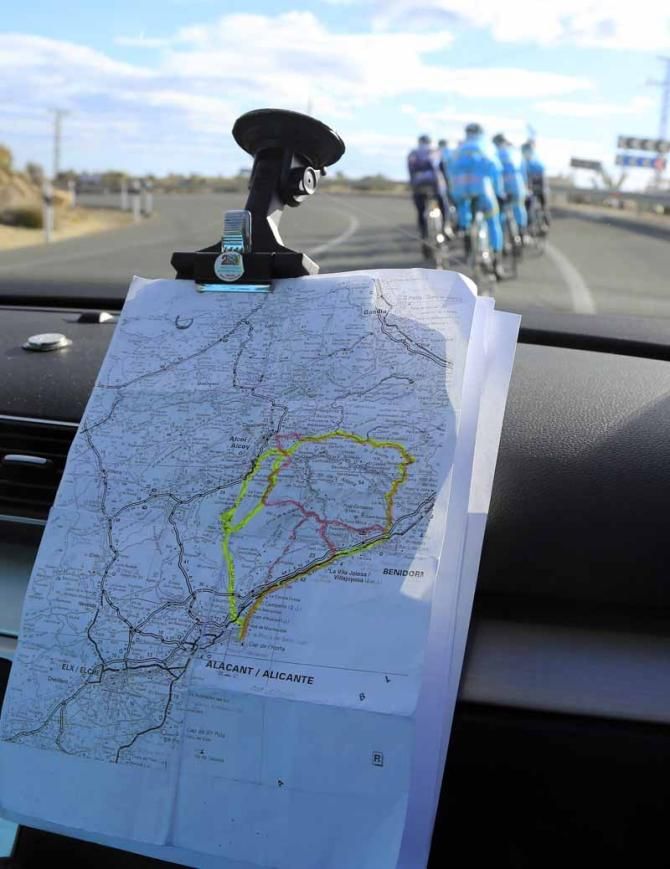 The training route sees the riders head into the hills and away from the coast