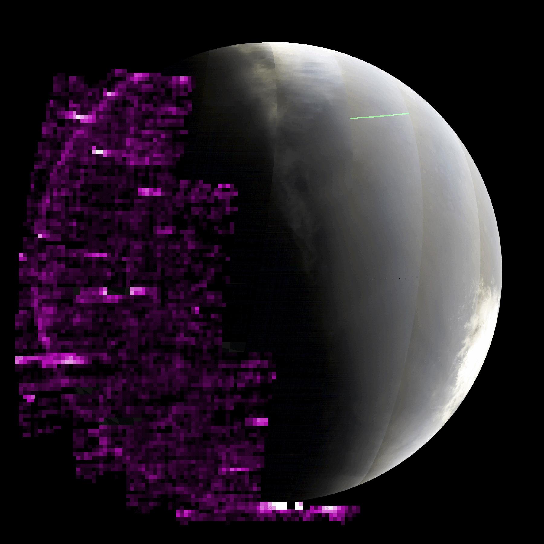 These purple spots indicate the presence of auroras on Mars