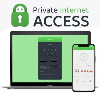Private Internet Access on a laptop and smartphone