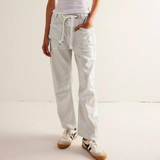 We The Free We The Free Moxie Metallic Low-Slung Barrel Jeans