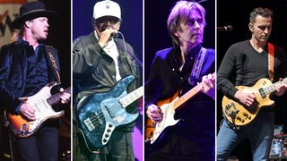 (from left) Kenny Wayne Shepherd, Billy Cox, Eric Johnson and Dweezil Zappa perform onstage