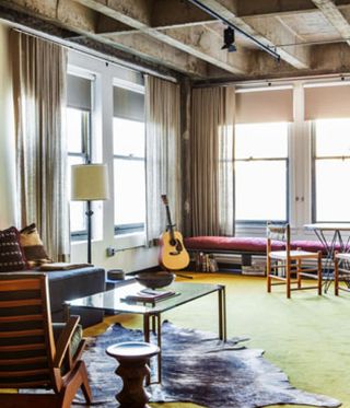 Selected suites boast a Martin acoustic guitar and a ceiling spotlight
