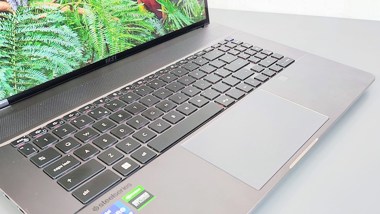 The trackpad and keyboard of the MSI Z17 Creator
