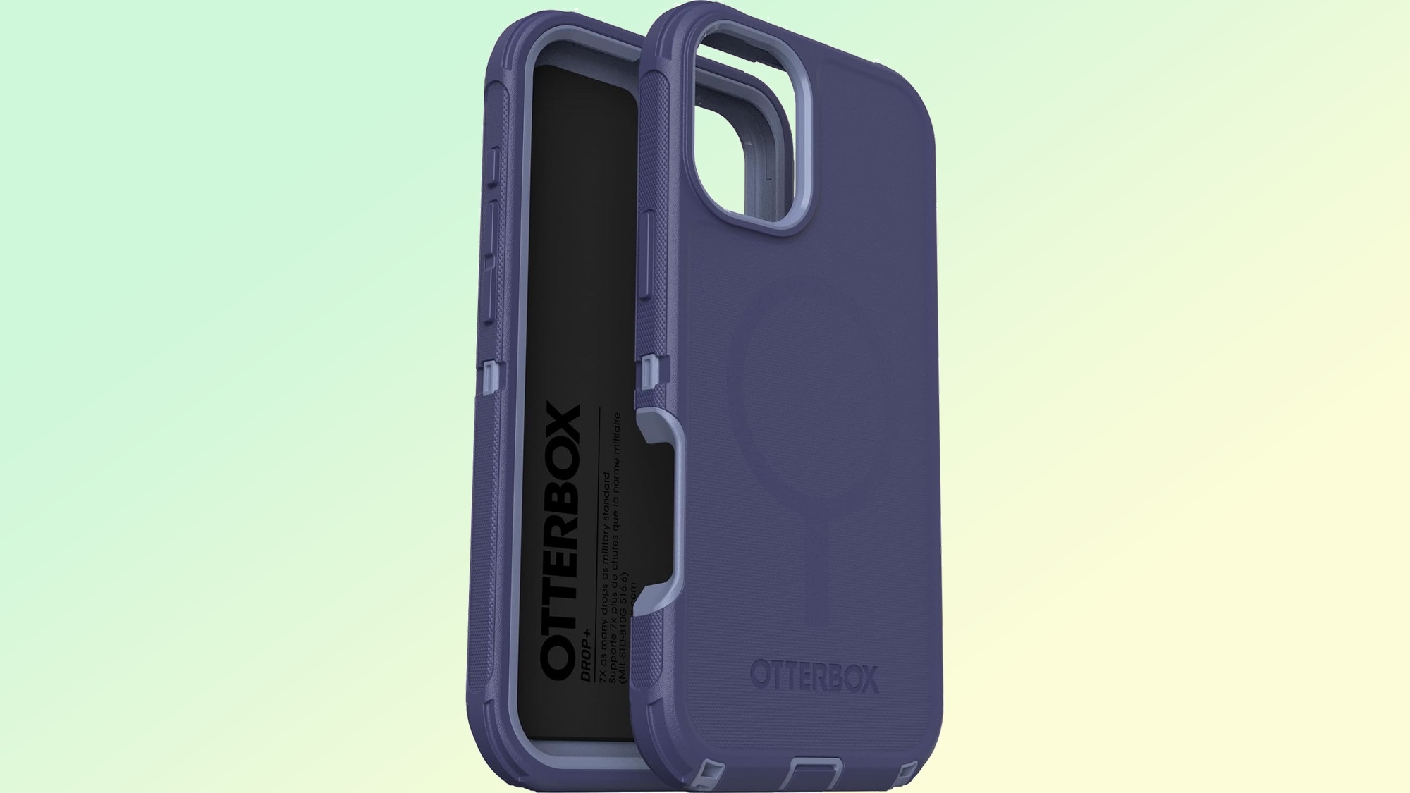 Otterbox defender for iPhone 16 on green background