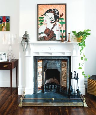 renovated fireplace in living room