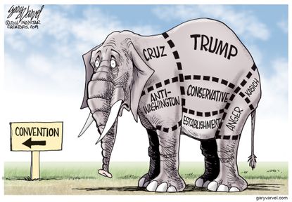Political cartoon U.S. GOP 2016 decision