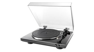 The best turntable Denon DP-300F turntable in black and silver