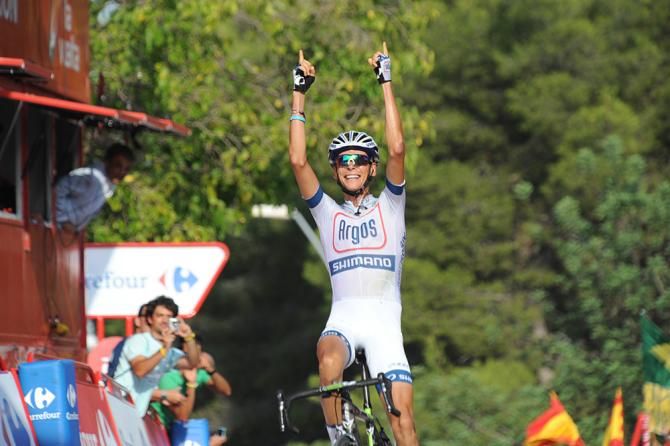 Warren Barguil (Argos-Shimano) celebrates his first WorldTour win