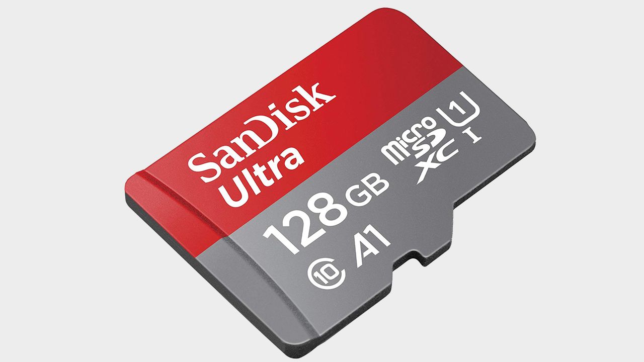 Official product image of the SanDisk Ultra 128GB SD card, with a plain background.