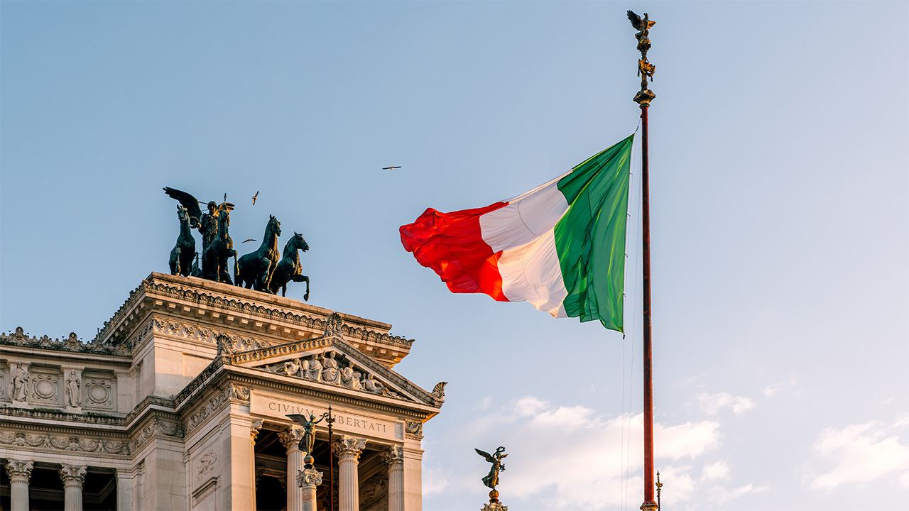 Italian flag flying in Rome