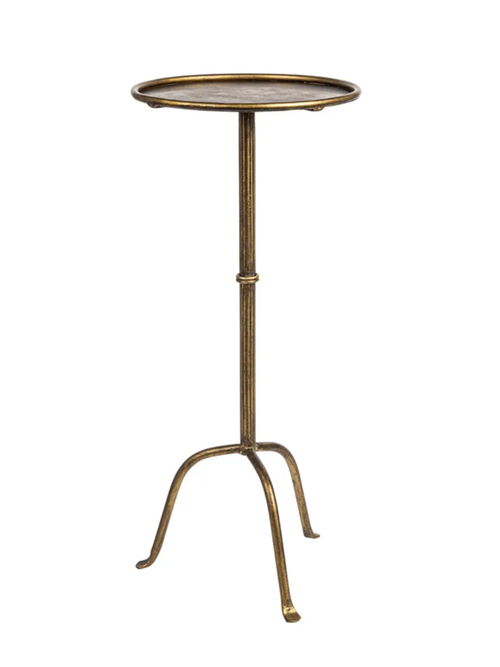 Felix French Country Antique Brass Iron Round Drink Table