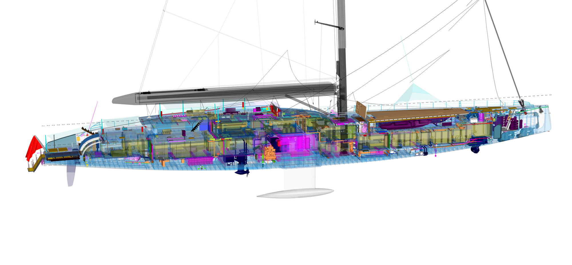 Sky project from Royal Huisman, 3D production engineering drawing