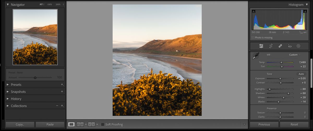 Image being edited in Lightroom