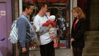 Lea Thompson guest stars as a passerby on the street in Friends