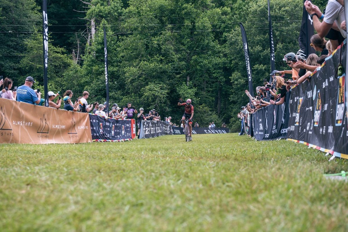 Peter Stetina crosses finish line two minutes ahead of Nathan Haas for victory