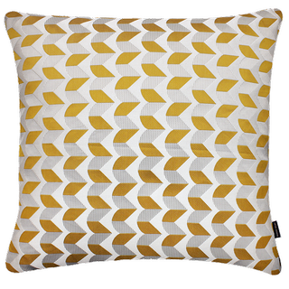 yellow and white printed cushion