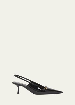 Hermione Leather Kitten Slingback Pumps