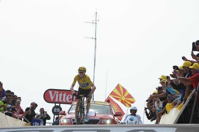 Christopher Froome (Sky) about to hit the line