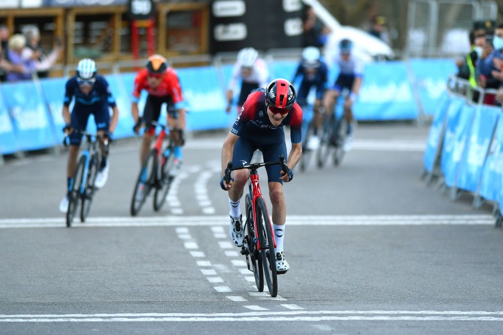 TORRALBA DEL PINAR SPAIN FEBRUARY 02 Carlos Rodriguez Cano of Spain and Team INEOS Grenadiers crosses the finishing line during the 73rd Volta A La Comunitat Valenciana 2022 Stage 1 a 1667km stage from Les Alqueries to Torralba Del Pinar 735m VCV2022 on February 02 2022 in Torralba Del Pinar Spain Photo by Dario BelingheriGetty Images