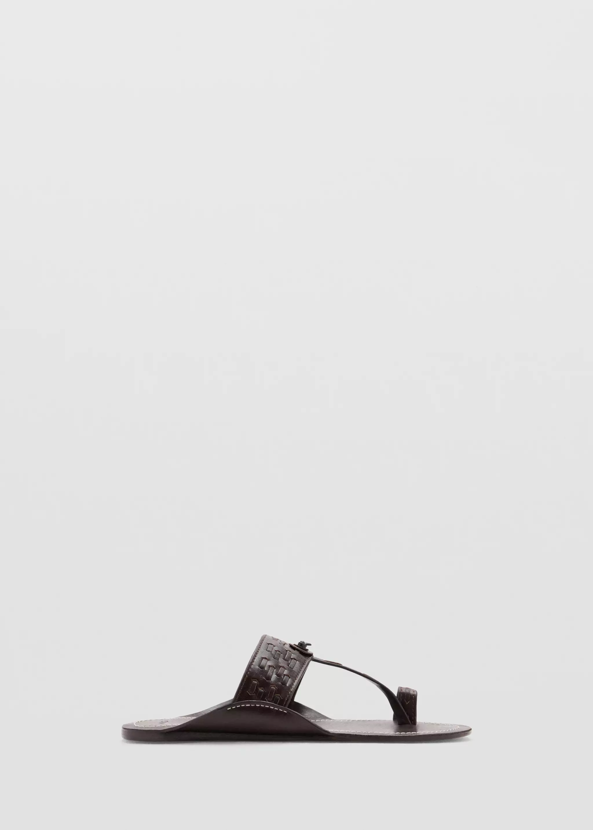 Leather Sandal With Stitch Detail - Women | Mango United Kingdom