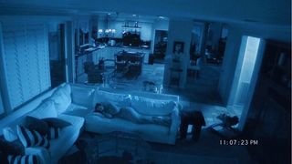 Paranormal Activity sleeping in blue camera footage