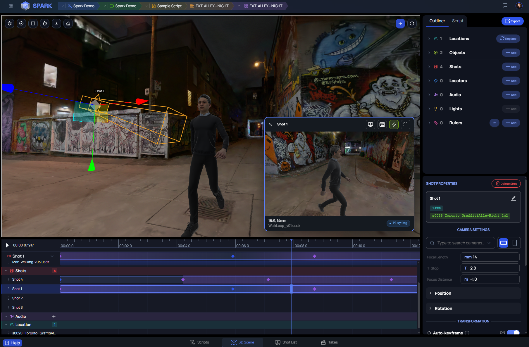 Scenes from a virtual filming app