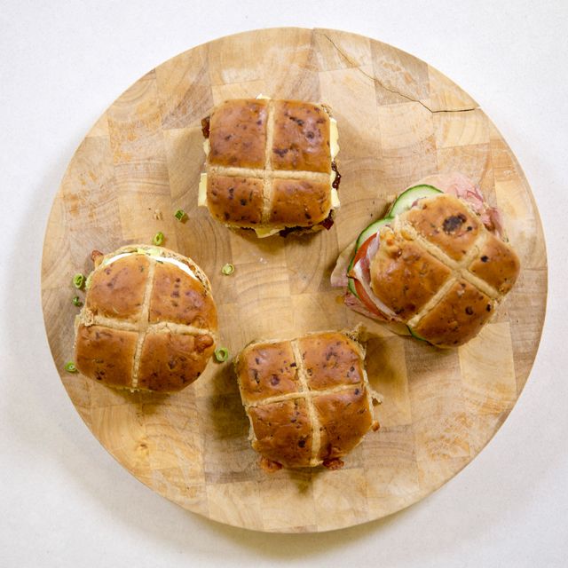 Savoury hot cross bun