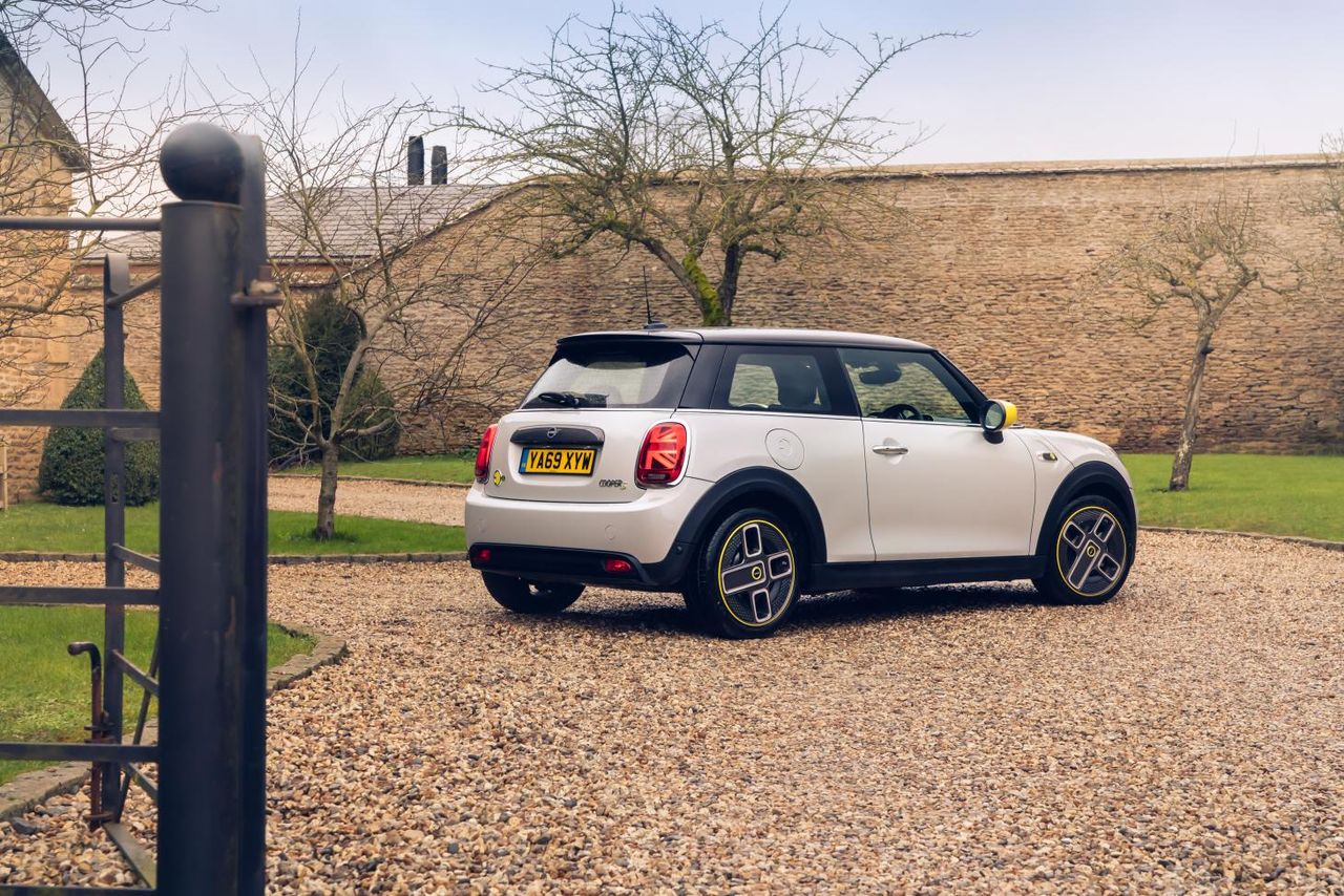 white electric MINI Cooper